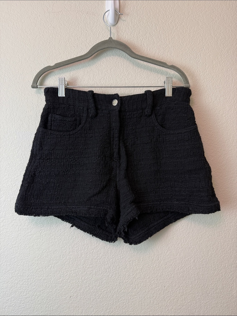 IRO Black Textured High-Waist Women’s Shorts Size 38